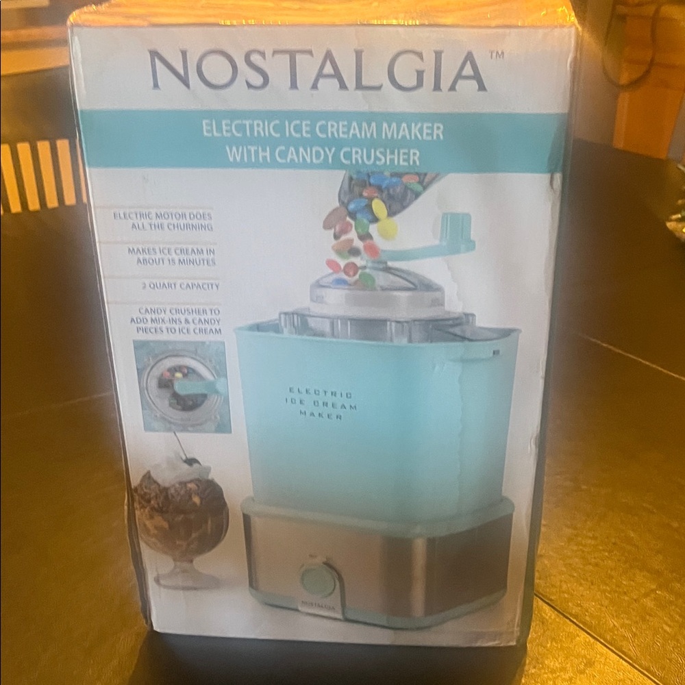 Nostalgia Aqua Ice Cream Maker with Candy Crusher